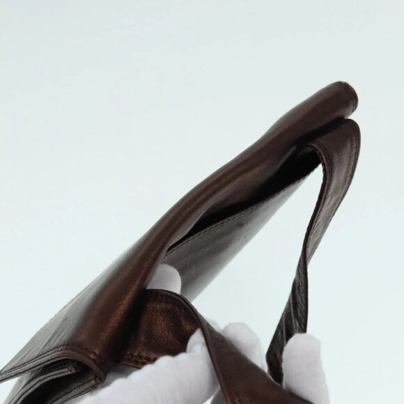 CHANEL Shoulder Bag Leather Bronze Gold CC Auth - Picture 9 of 15